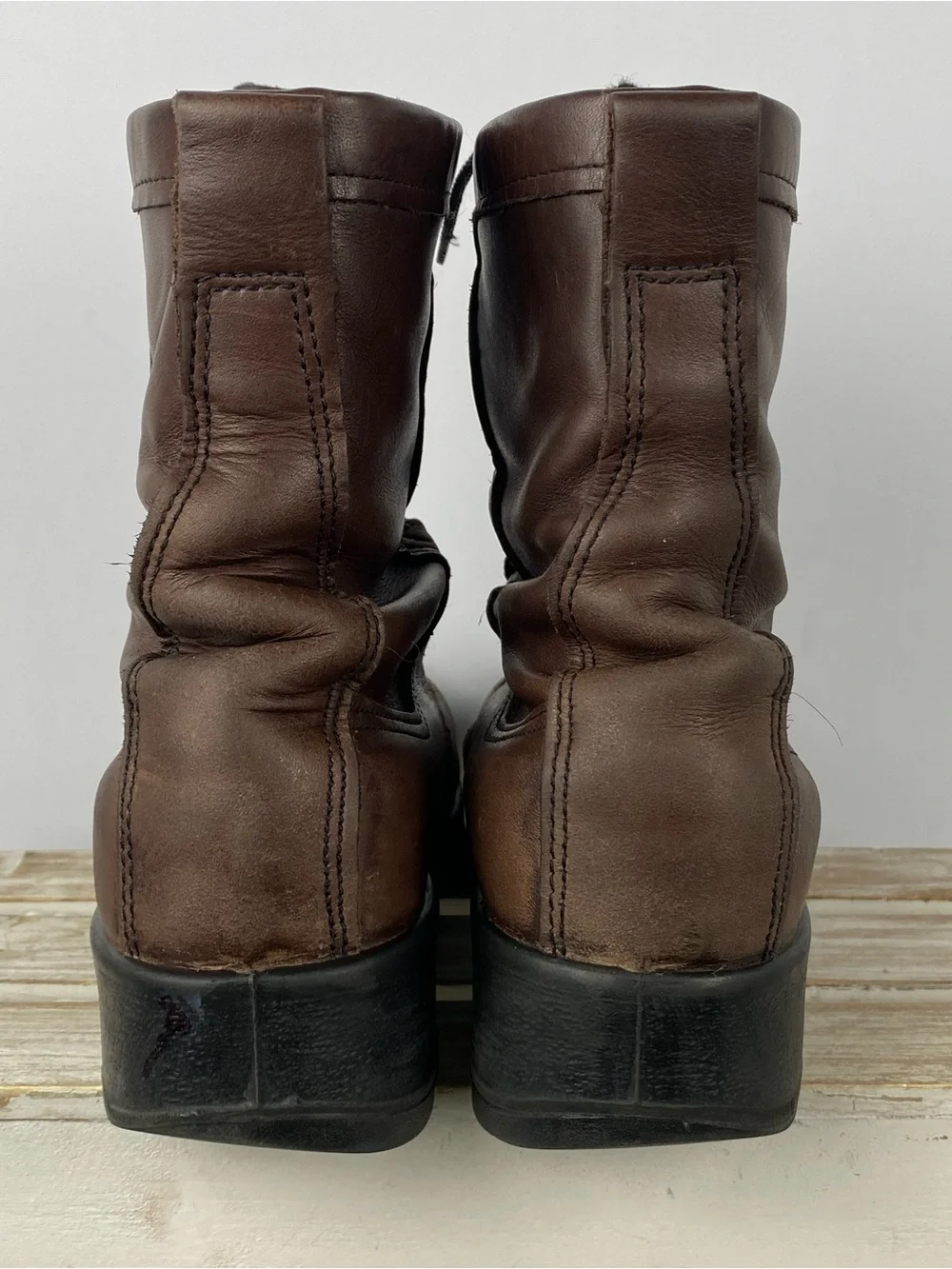 Belleville brown leather steel toe flight combat boots unisex Men 5.5W Women7.5W